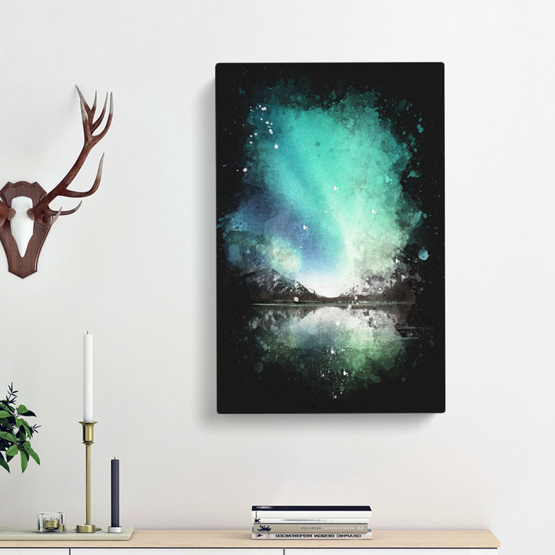 Northern Lights over Skagsanden Beach - Wrapped Canvas Painting Print, 76cm H x 50cm W x 3cm D
