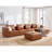 6-Piece 152.76” Leather Upholstered Sectional Sofa-1241260198