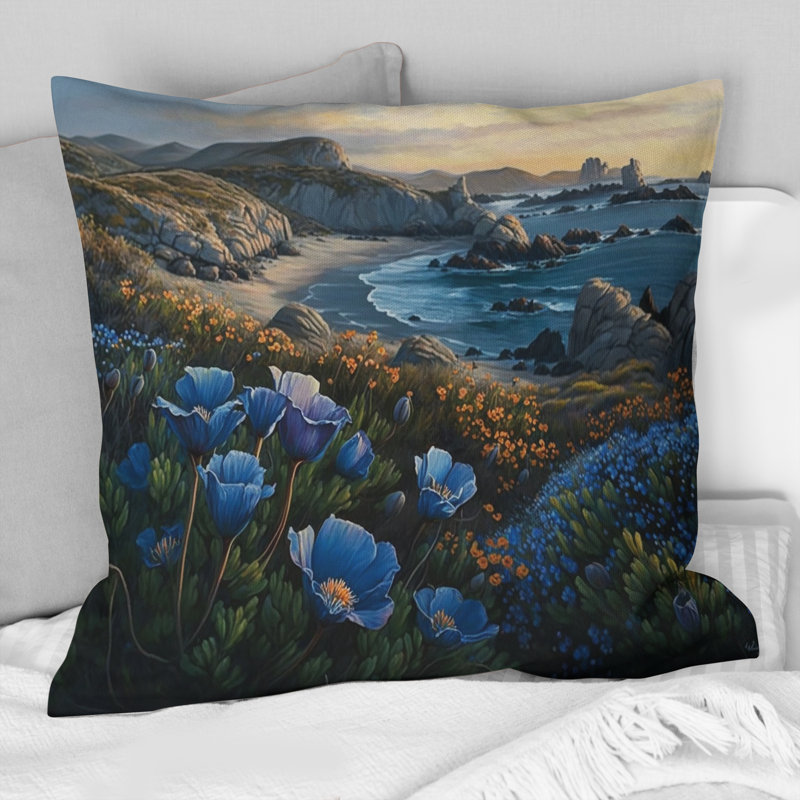 Fleurs par la côte II - Coussin décoratif imprimé plage côtière