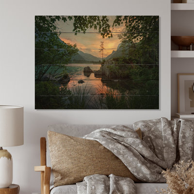 Brayant Blue Mountain Lake Sunset In Arkansas I On Wood Print -  Millwood Pines, 5B59EBEF6BFD4BCC94EFA1AC2A3A4687