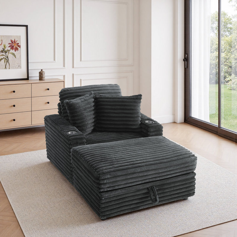 Ermia 96Cm Wide Armchair, Dark Grey Faux Fur