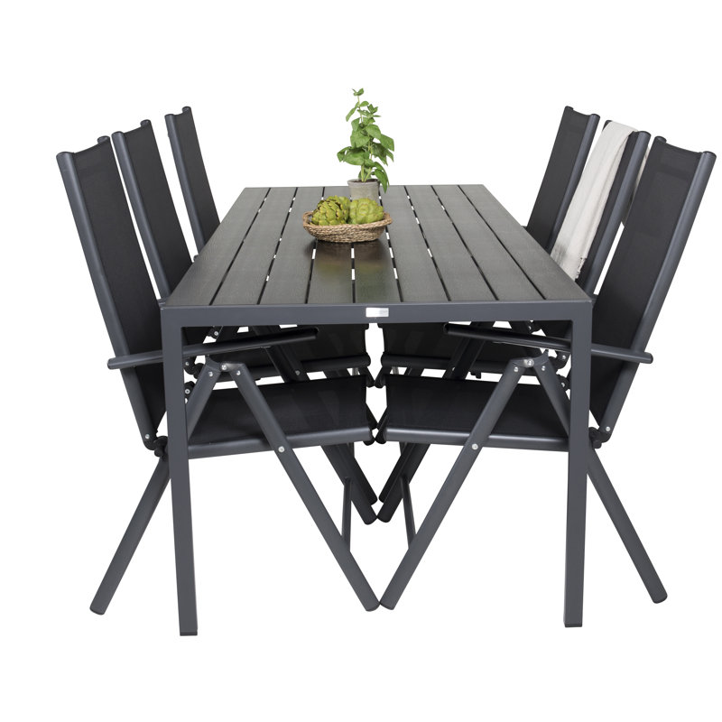 Hiran 6 - Person Patio Dining Set Rectangular Table