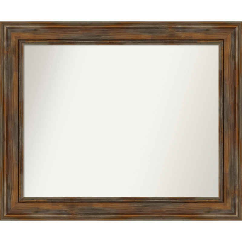 Miroir d'appoint mural Chirsty, H 28 po x l 34 po, Brun patiné