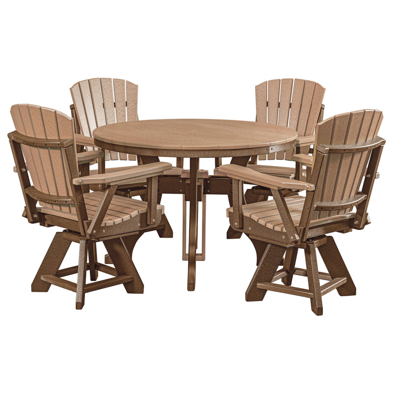 Alsworth 4 - Person Patio Dining Set with Round Table, Brown