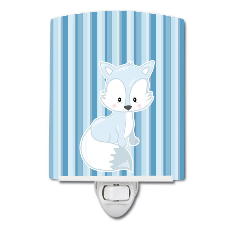 Fox on Stripes Ceramic Night Light