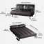 Modern 2 Seater Faux Leather Sofa Bed, Convertible Folding Sleeper Sofa with High-Resilience Foam Padding, Stainless Steel Legs and Hidden Bed Supports, 150cm Double Sofa Bed for Living Room, Bedroom and Guest Room, Brown or Black-1348168142