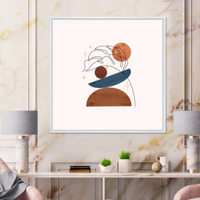«Organic Abstract with Tropical Leaf On Beige I», reproduction d'art sur toile tropicale