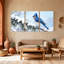 «Birds Jay on Snowy Branch Winter Scene», ensemble de 3 impressions d'art sur toile-603018768