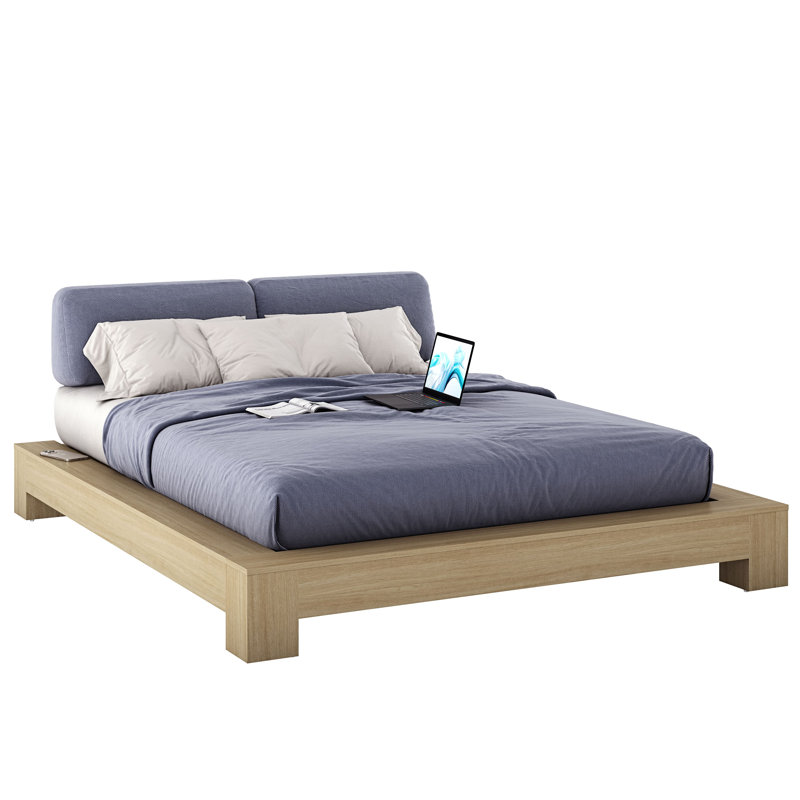 Chambre Zen - Lit plateforme - Assemblage facile, aucun sommier requis, Beige