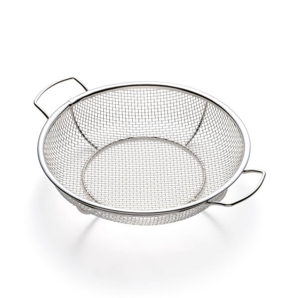 Panier grillagé en acier inoxydable peu profond avec poignées, 12 po x 15 po