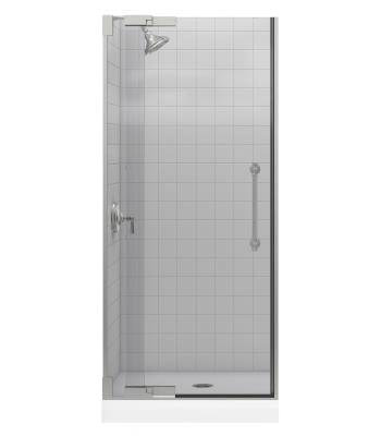 Pinstripe 32.75" x 72.25" Pivot Shower Door, Brushed Nickel