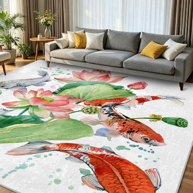 Tapis rose lavable à la machine japonais, Rectangle 79" x 118"