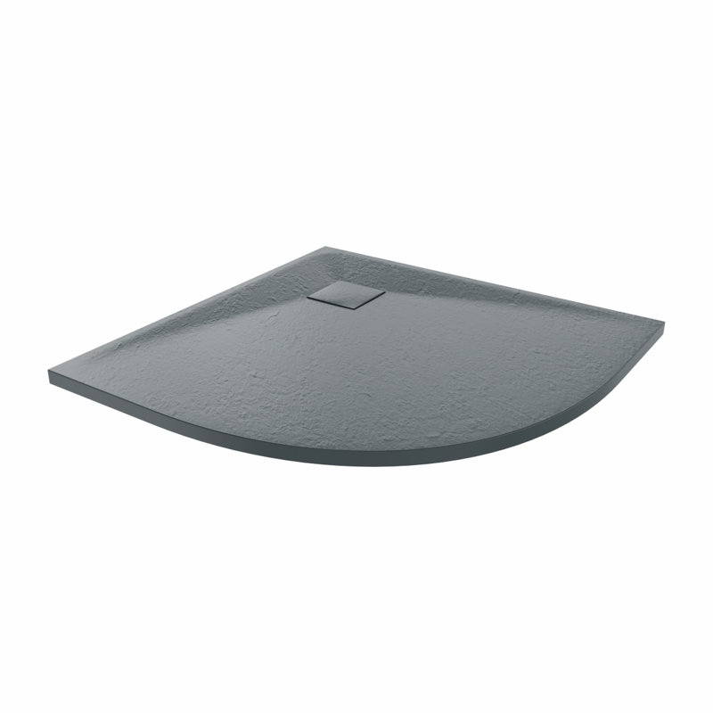 Sesilia Sliding Door Slate Effect Round Shower Enclosure with Tray  1900 x 800 mm, Black, Anthracite