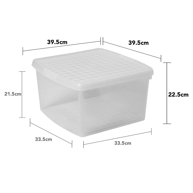 Wham Clip Square Plastic Storage Boxes with Secure Clip Lock Lids Clear/Clear/Clear