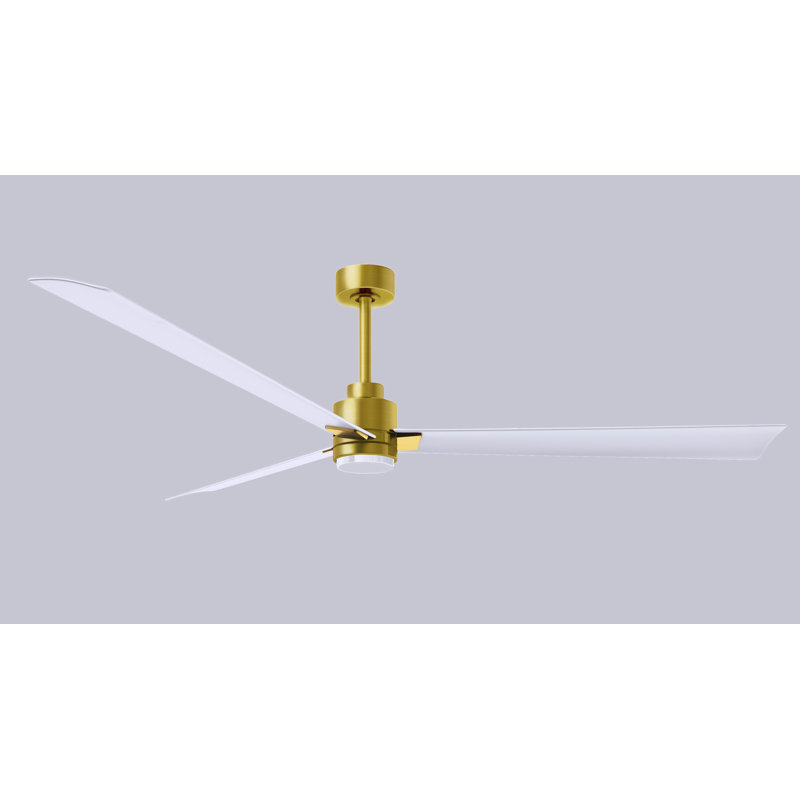 Ventilateur de plafond Alessandra, Blanc mat, Laiton brossé, 72"