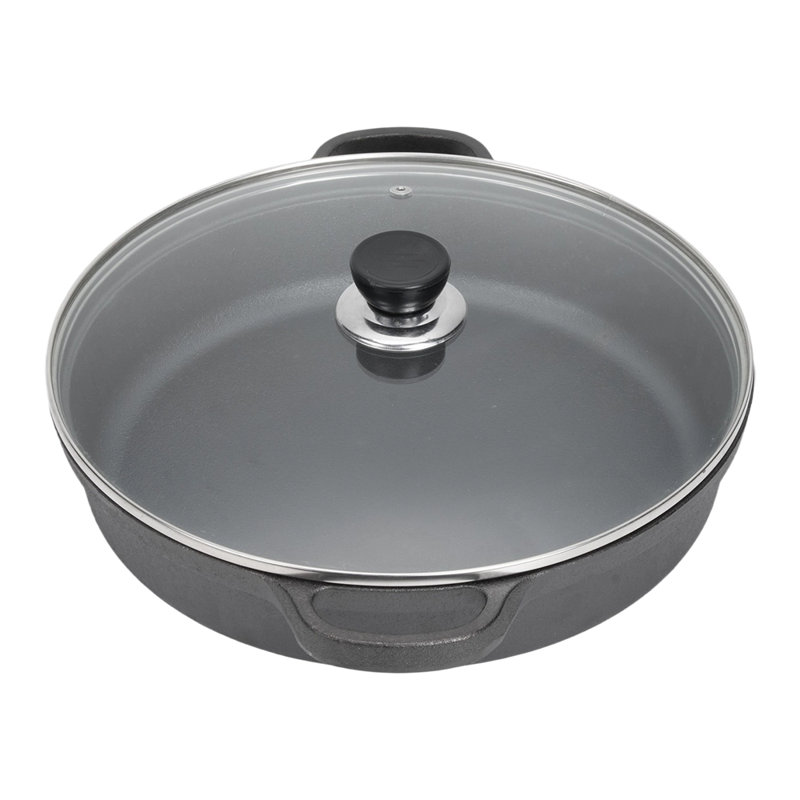 Living And Home Cast Iron Round Braiser with Lid, 35cm, 6.73L