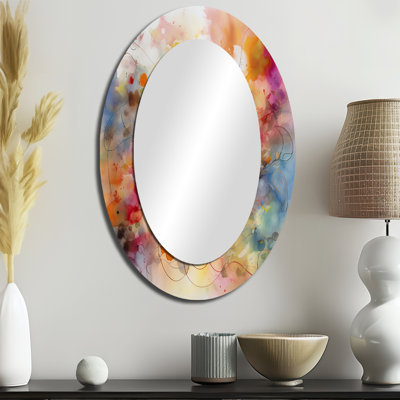 Colorful Transformations Of Flow I - Miroir mural ovale orange