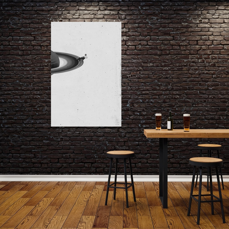 Dreamer On Cosmic Ring Minimalist Modern Retro Landscape Nature Wall Art Print by Dominik Przerwa - Wrapped Canvas Print