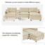 Canapé modulaire surdimensionné en L 119 po en forme de L avec 1 repose-pieds et 1 console multifonctionnelle, canapé rembourré 4 places avec port USB et 2 porte-gobelets, facile à assembler, pour le salon, beige