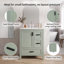 Meuble-lavabo moderne autoportant de 24 po avec lavabo intégré en céramique, cadre en bois massif et panneaux de fibres à densité moyenne, porte et tiroirs à fermeture en douceur, poignée en alliage de zinc noir pour les petites salles de bain-133671241