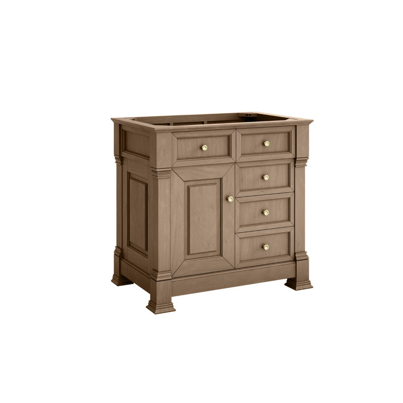 Brookfield 36'' W Single Vanity, White Zeus, Widespread, Pecan