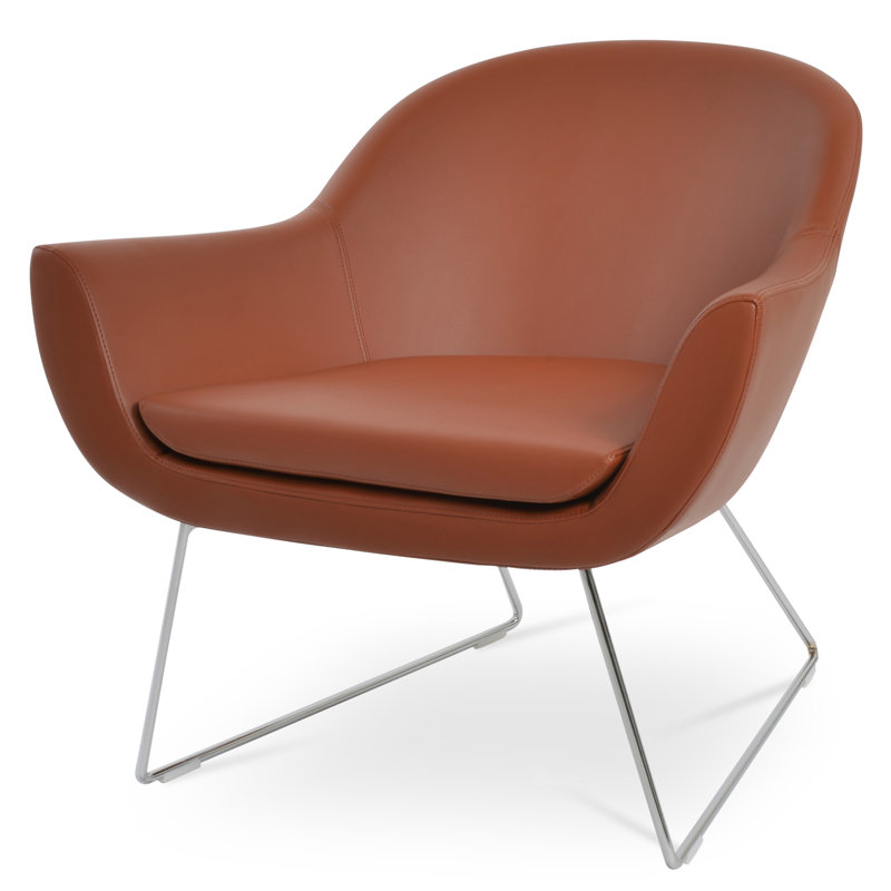 Fauteuil Madison, Chrome, Similicuir cannelle