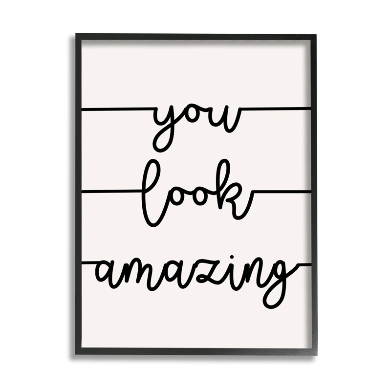 You Look Amazing Expression Abstract Line, H 30 po x l 24 po, Giclée encadrée noir minuit