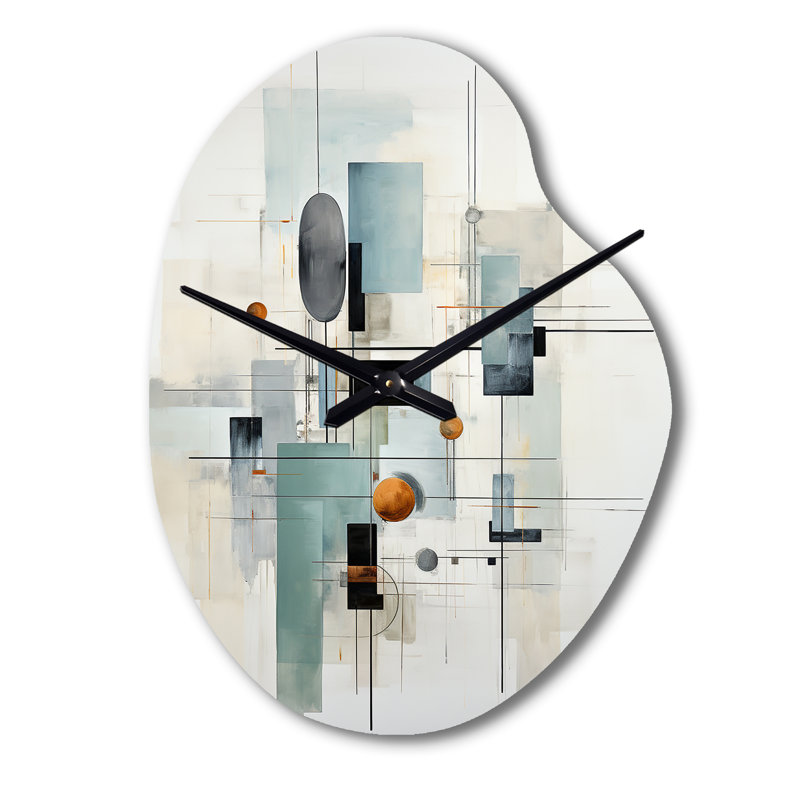 Grey Suprematism Geometric Symphony II - Pear Shape Decorative Grey Abstract Suprematism Wall Clock, Small