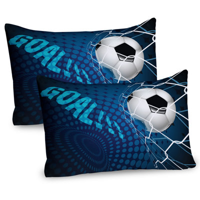 Ambesonne Soccer Pillow Sham 2 Pack Abstract Goal Pattern Blue Black White -  pil-2_50839_36x20