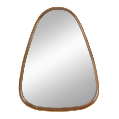 30"X38" Irrgeular Mirror With Wood Frame, Wall Mirror For Living Room Bathroom Entryway