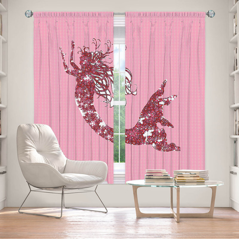 Paire de rideaux obscurcissant en polyester Rossy, Foncé / rose / blanc, L 40 po x L 82 po