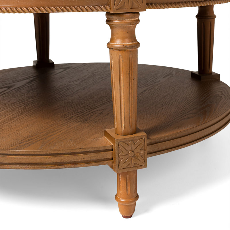 Pullman Traditional Round Brown Wooden Coffee Table with Shelf