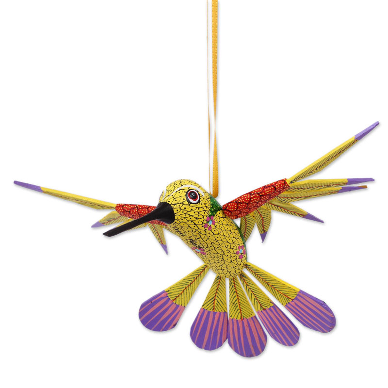 3'' Handmade Wood Animals Finial Ornament, Yellow