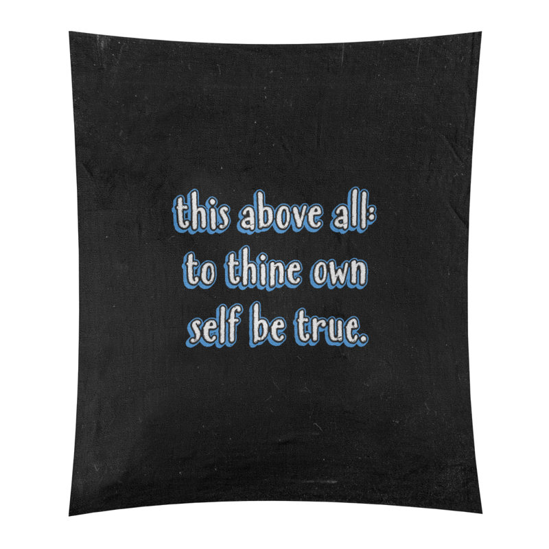 Tapisserie tableau noir en polyester, citation shakespeare, H 27,5 po x l 37,5 po, Bleu