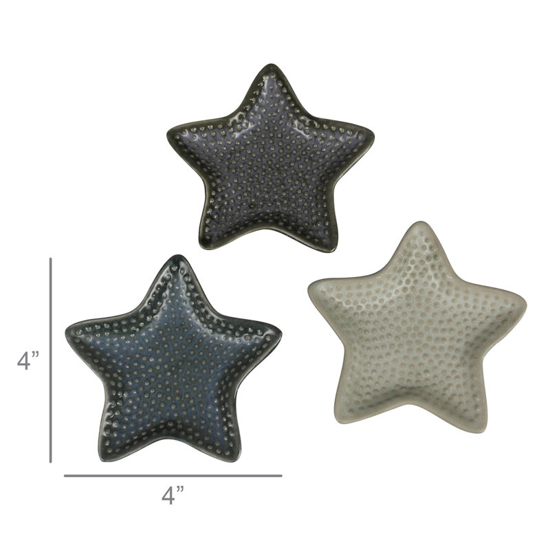 Sea Star Trays, Ceramic - Set Of 3