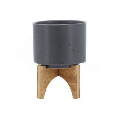 PLATEAU 5 "AVEC SUPPORT EN BOIS, GRIS MAT