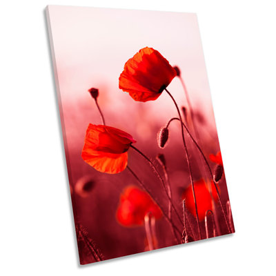 Poppy Floral Flowers Red Picture - Wrapped Canvas Print