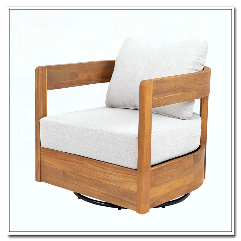 Fauteuil club d'extérieur pivotant en bois, Teck