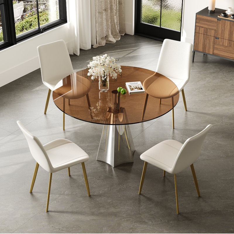Ensemble de table de salle à manger moderne en verre, plateau trempé, compact pour la cuisine