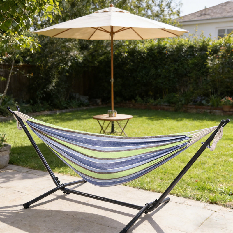 Support pour hamac en polyester vert 9 pi et support en acier d'une capacité de 250 lb