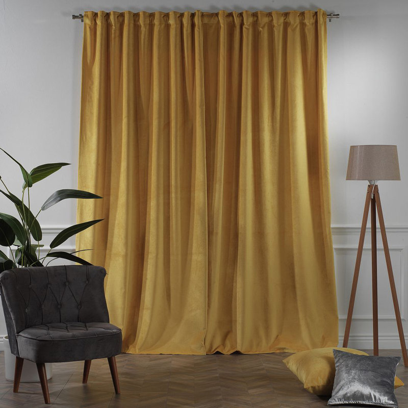 Panneau simple décoratif extra large en velours mat sur mesure, 62 JAUNE, L 52 po x L 132 po