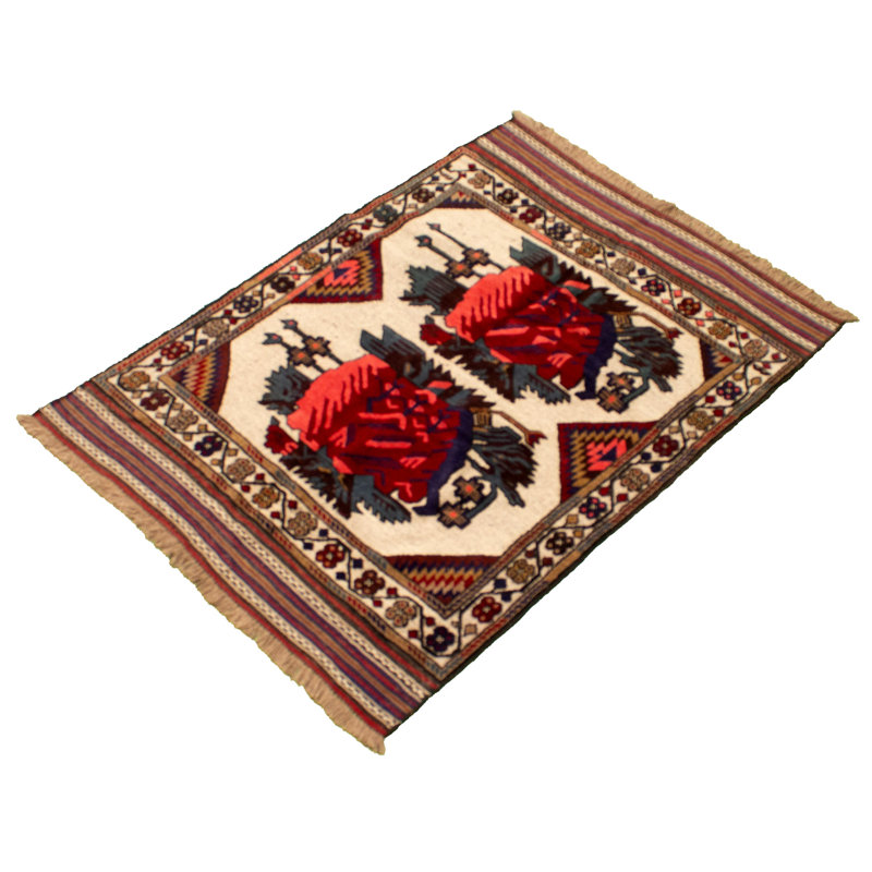 Tapis unique en laine noué à la main 4 pi 2 po x 5 pi 10 po nouvel âge Haje