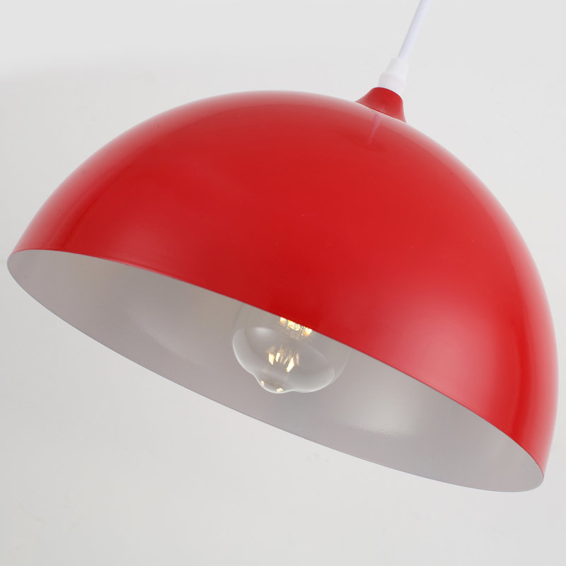 1 - Suspension en forme de dôme de 11,81 pouces pour îlot de cuisine - Luminaire suspendu moderne, 1, Rouge / Blanc