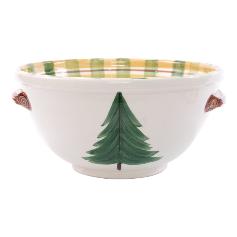 Old St. Nick Handled Medium Bowl with Santa Reading