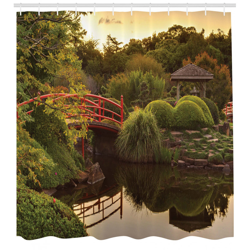 Rideau de douche simple japonais pour jardin pacifique Ouinane, H 69 po x l 105 po