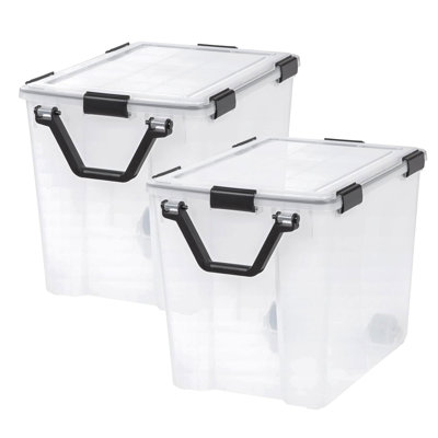  103 Qt Storage Bins Plastic Gasket Box with Tight Latching Lids, 2 Pack