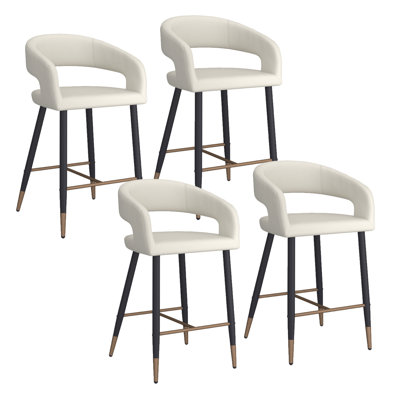 Christley Modern Faux Leather and Metal 26" Counter Stool, Set of 4 - Black