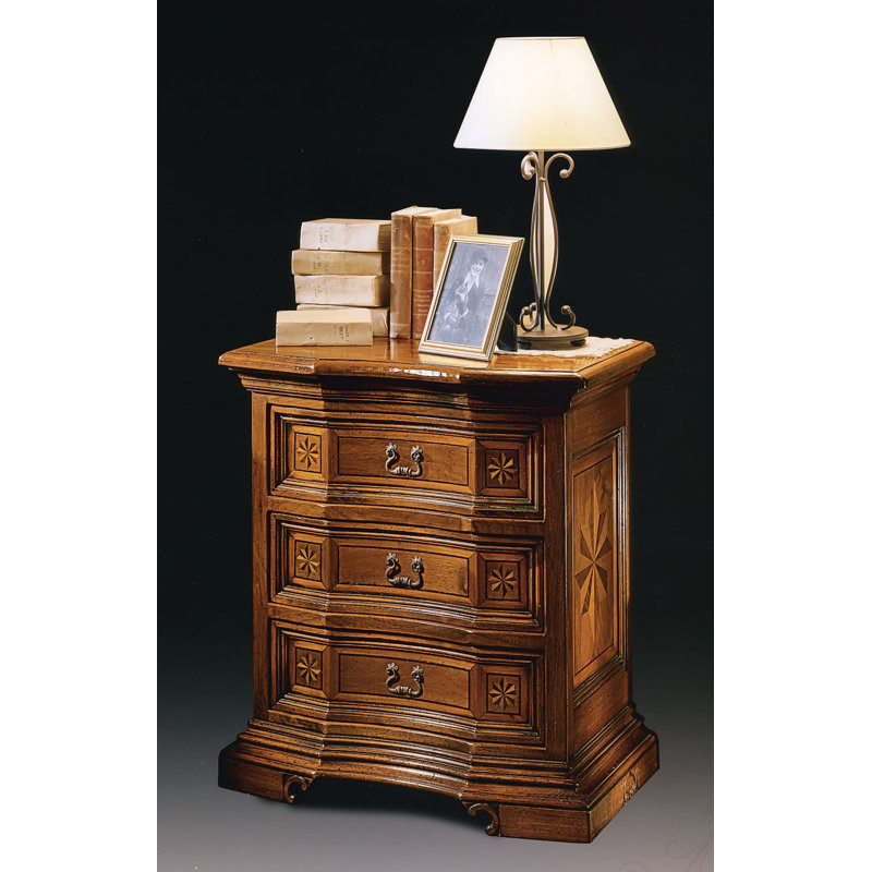 Table de chevet 3 tiroirs en brun