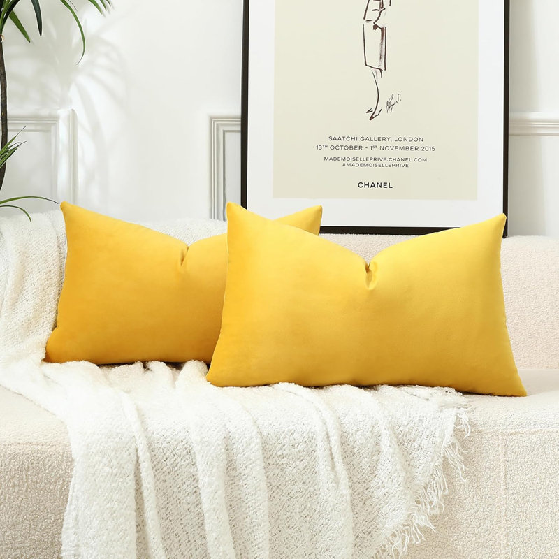 Set of 2 Throw Pillow with Inserts – 12"x20" Decorative Throw Pillow Full Set, Brown