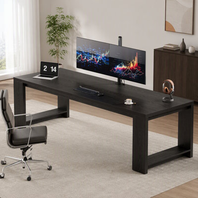 Table de salle à manger de style campagnard de 218 cm (86 po) pour 8 à 10 personnes, table de cuisine en bois extra longue avec plateau de 4 cm (1,57 po) d'épaisseur et pieds larges, idéale pour les grandes réunions de famille.